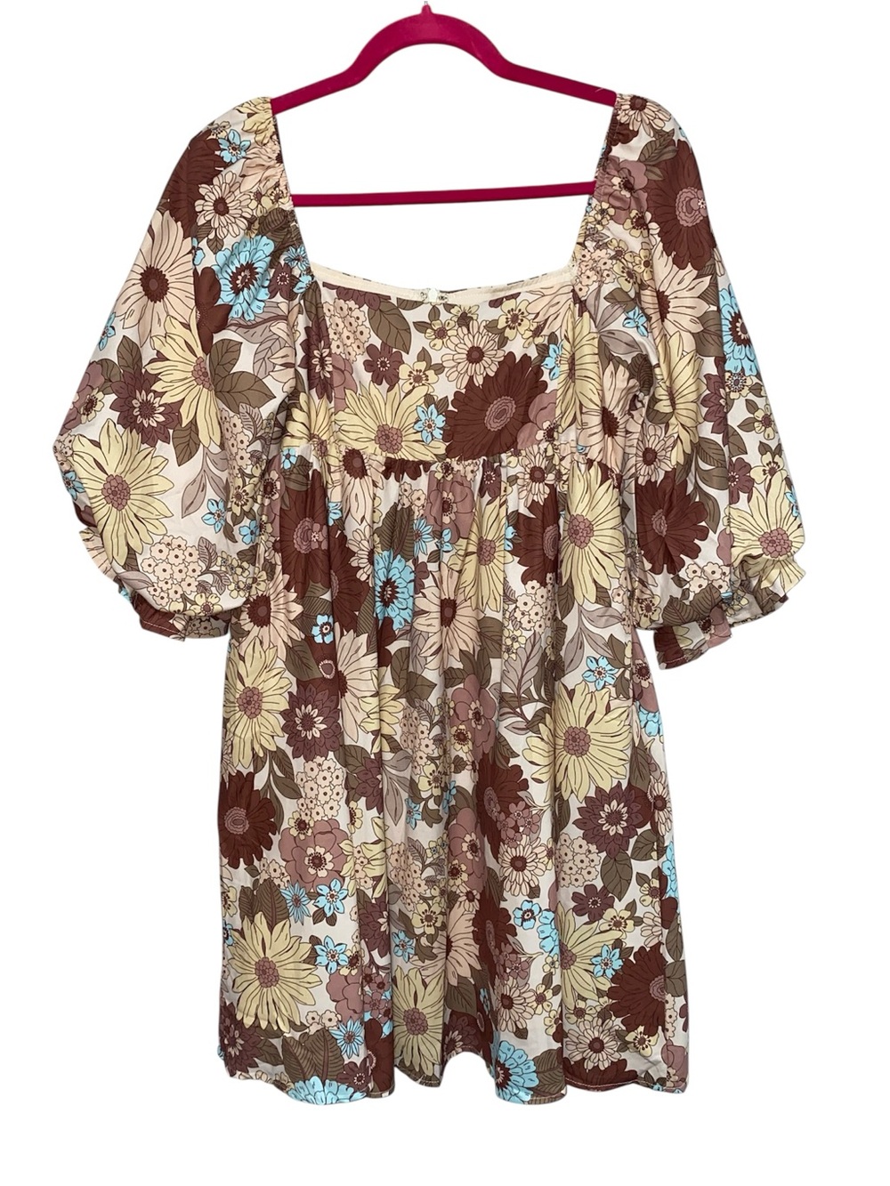 Sweet Lemon Boho Floral Babydoll Mini Dress Medium Cottagecore Prairie NWT